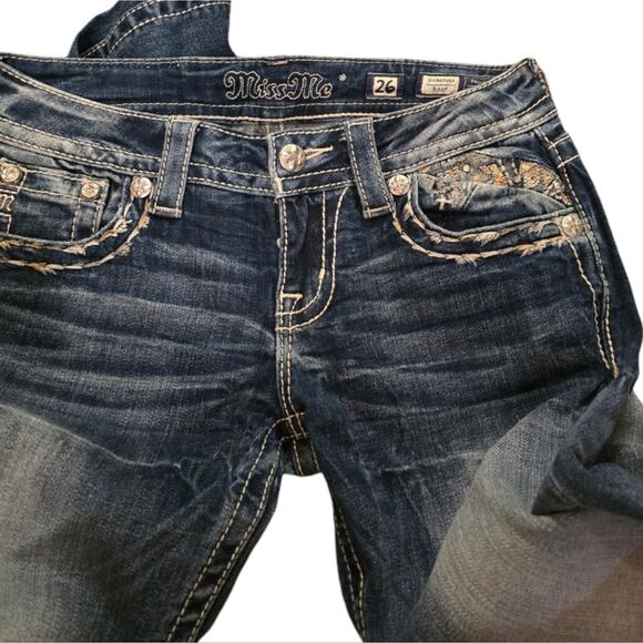 Miss Me Boot‎ Cut Bling Pockets Stretch Women's Size 26 x 30.5 - Picture 4 of 11
